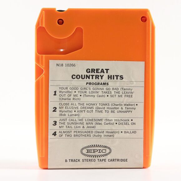 Great Country Hits (8-Track Tape REFURBISHED, Epic) N18 10266 RARE Tammy Wynette - Picture 2 of 6